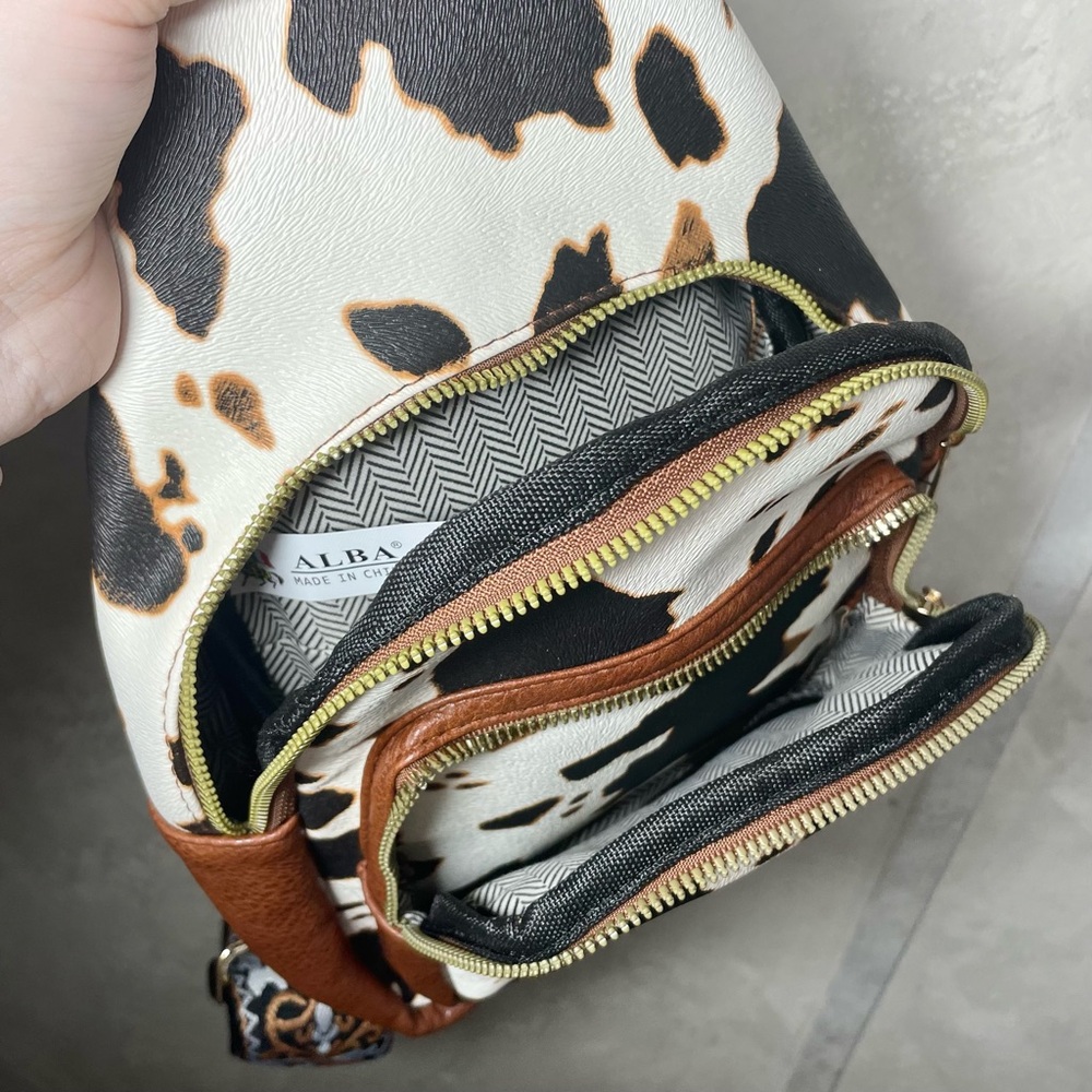 NWOT Alba cow print sling back bag - Picture 6 of 6